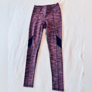 KOS USA Pink & Black Women's Leggings w Mesh Cut-outs